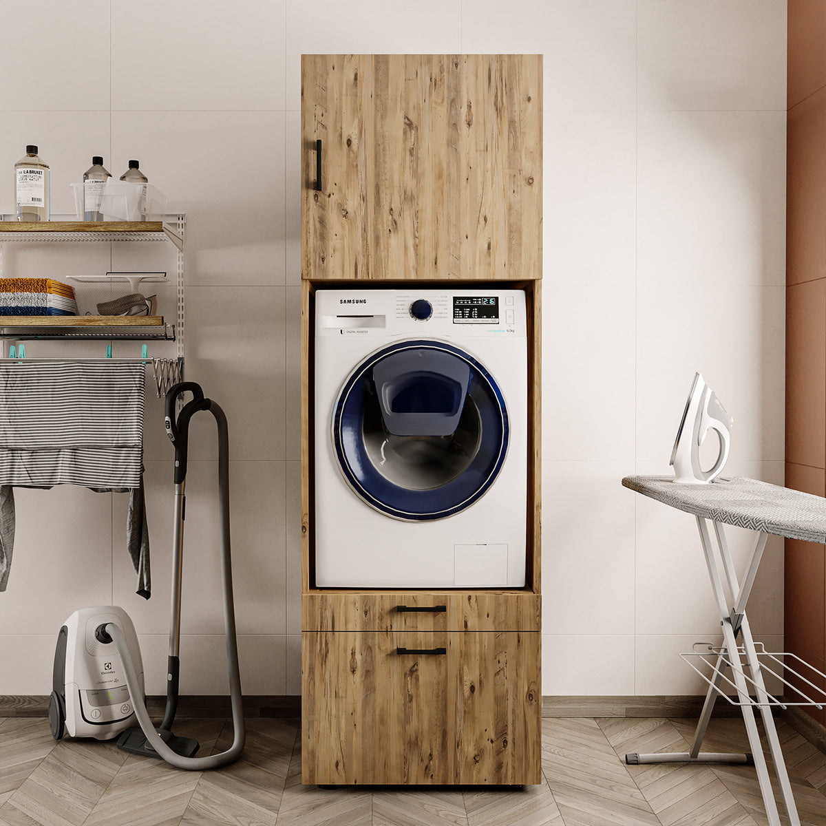 Roomart wasmachinekast SERIE 2, 67 cm, met uittrekplateau en opzetstuk, in 3 kleuren