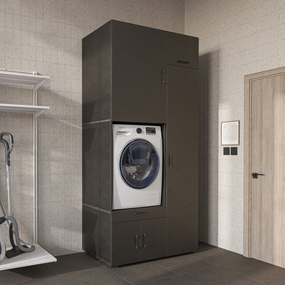 Roomart Waschmaschinenschrank SERIE 3 112 cm, Schwarz-Eiche, 240 cm hoch