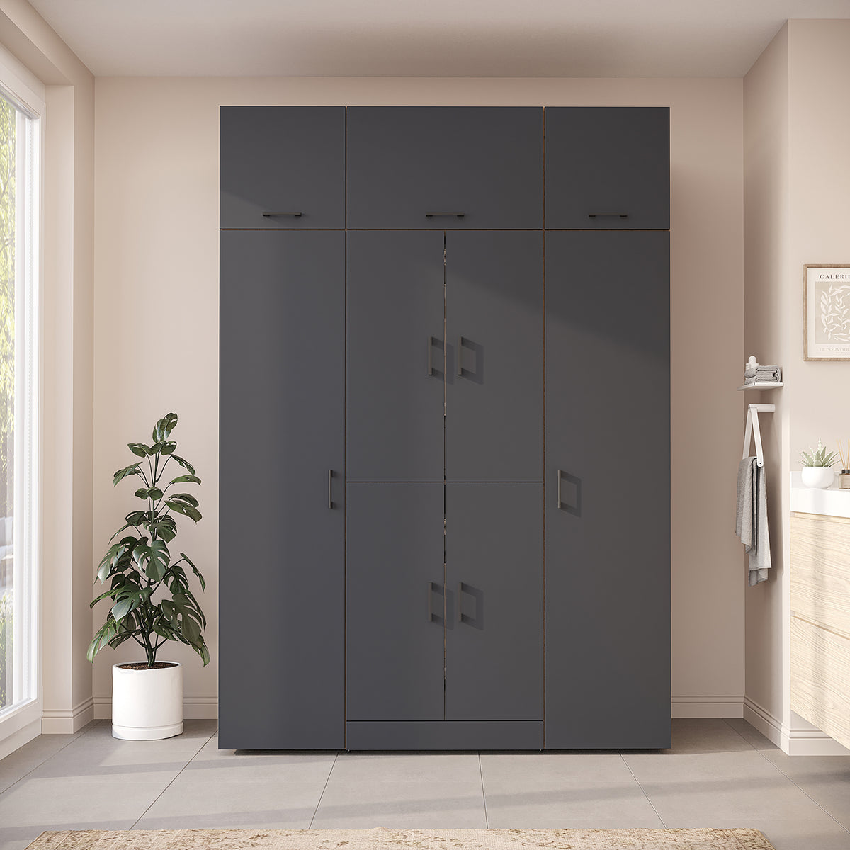 Roomart Waschmaschinenschrank DORA-I 160 cm, Anthrazit Eiche, 230 cm hoch, Bild 2
