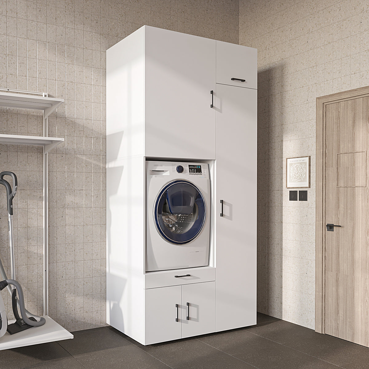 Roomart Waschmaschinenschrank SERIE 3 112 cm, Weiß, 240 cm hoch