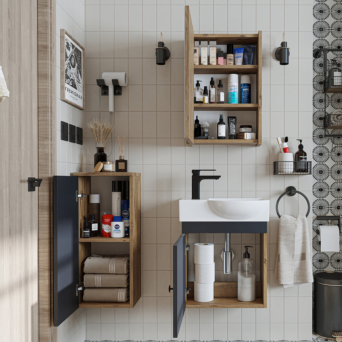 Badmöbelset • PUNTO • Unterschrank mit Waschbecken • Badezimmer Möbel • Gäste WC - badezimmerschrank, waschbecken, badezimmermöbel, badschrank, badezimmer, mit, unterschrank, badmöbel, set, waschtisch, möbel, badezimmermãbel, bad, badezimmerschränke, schm