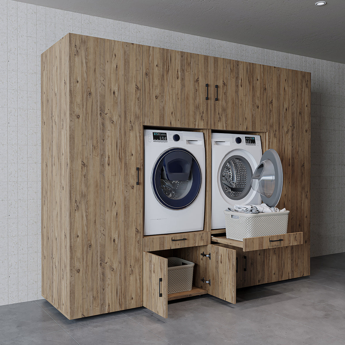 Roomart Waschmaschinenschrank SERIE 3 254 cm, Eiche, 205 cm hoch
