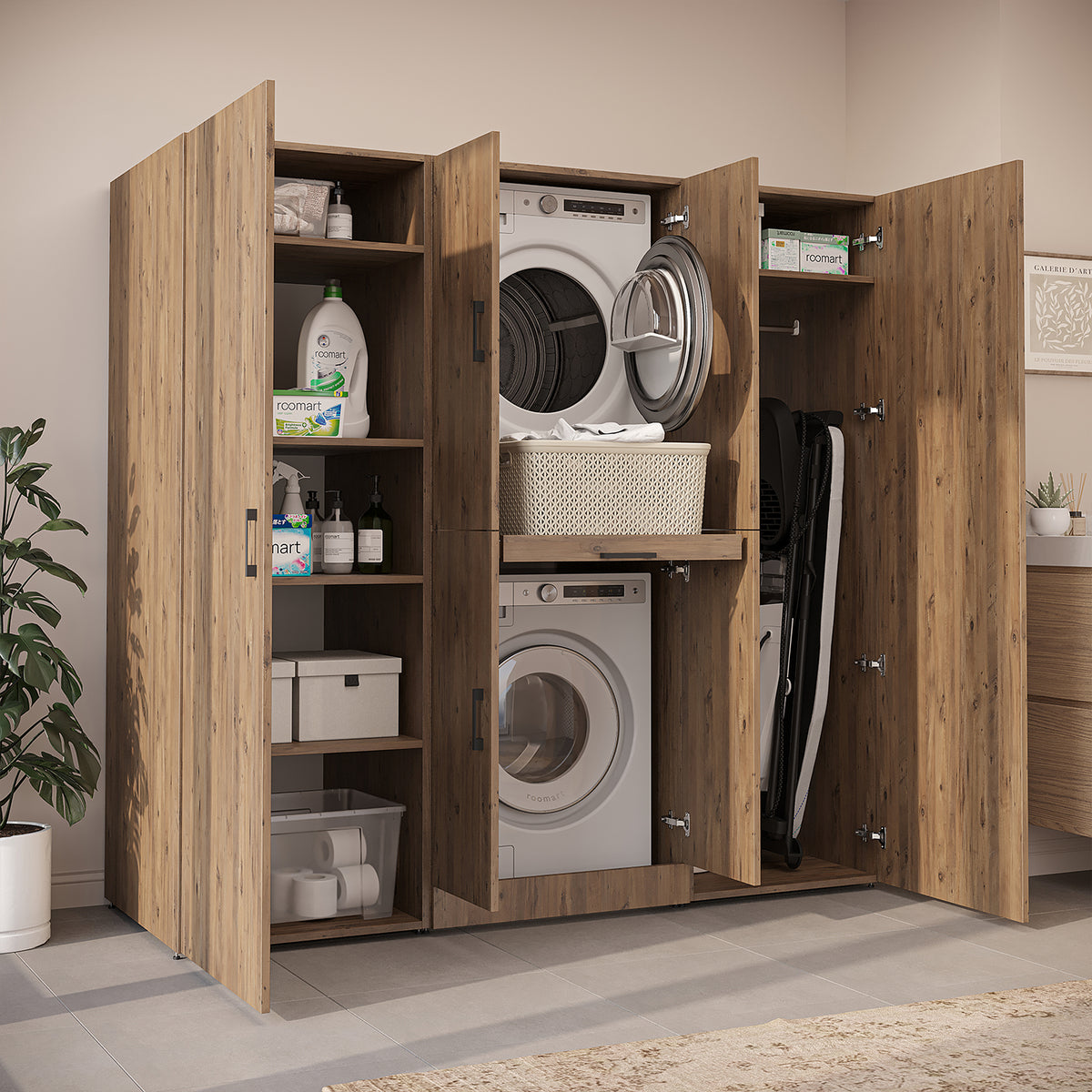 Roomart Waschmaschinenschrank DORA-I 190 cm, Eiche, 186 cm hoch, Bild 3