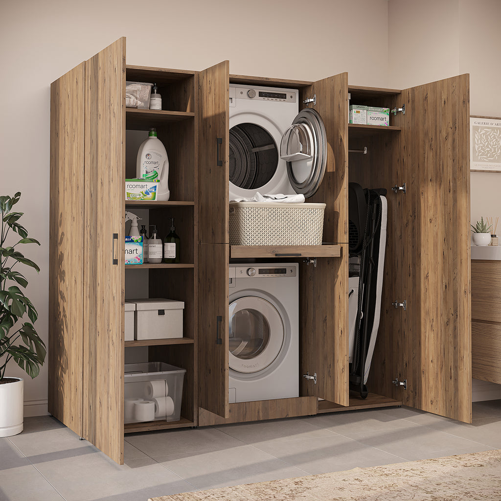 Roomart Waschmaschinenschrank DORA-I 190 cm, Eiche, 186 cm hoch, Bild 3