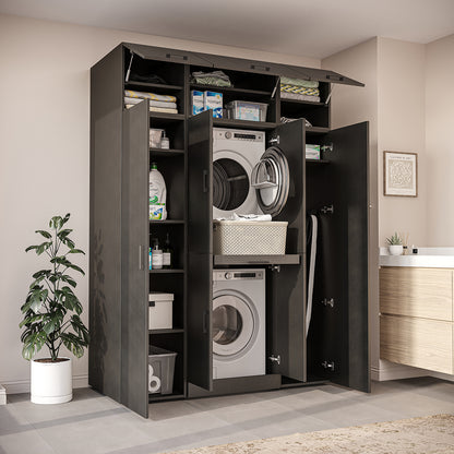 Roomart Waschmaschinenschrank DORA-I 160 cm, Schwarz Eiche, 230 cm hoch, Bild 3