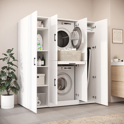Roomart Waschmaschinenschrank DORA-I 160 cm, Weiß, 186 cm hoch, Bild 3