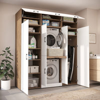 Roomart Waschmaschinenschrank DORA-I 190 cm, Weiß Eiche, 230 cm hoch, Bild 3