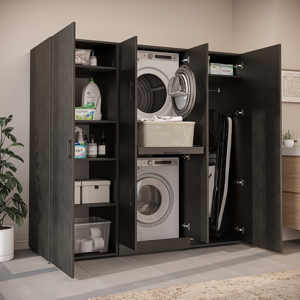 Roomart Waschmaschinenschrank DORA-I 190 cm, Schwarz Eiche, 186 cm hoch, Bild 3