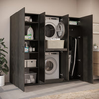 Roomart Waschmaschinenschrank DORA-I 190 cm, Schwarz Eiche, 186 cm hoch, Bild 3