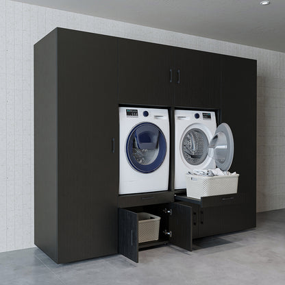 Roomart Waschmaschinenschrank SERIE 3 254 cm, Schwarz-Eiche, 205 cm hoch