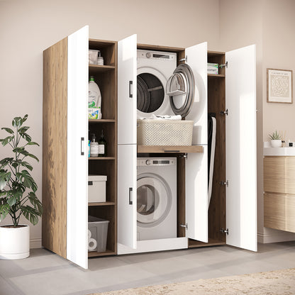 Roomart Waschmaschinenschrank DORA-I 160 cm, Weiß Eiche, 186 cm hoch, Bild 3