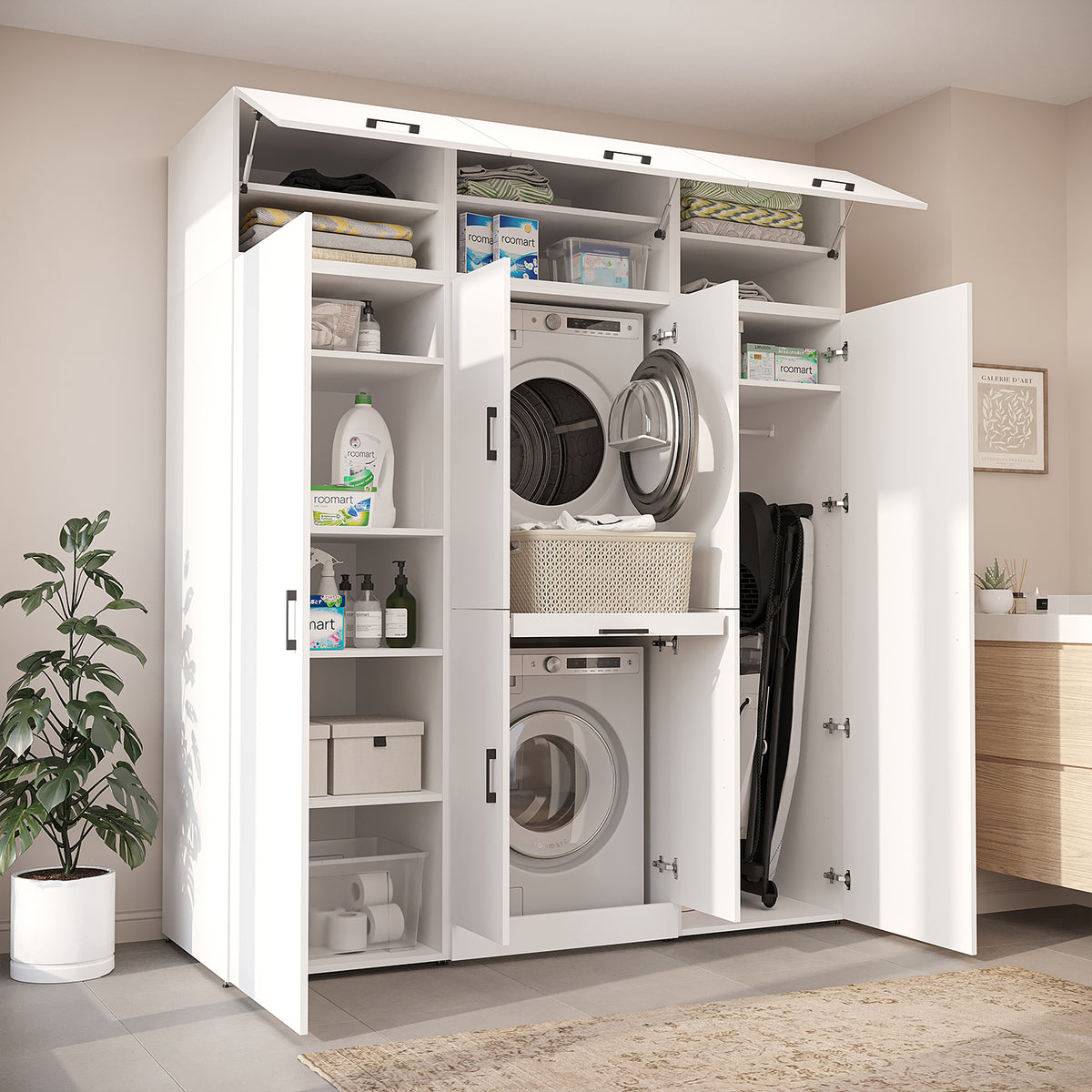 Roomart Waschmaschinenschrank DORA-I 190 cm, Weiß, 230 cm hoch, Bild 3