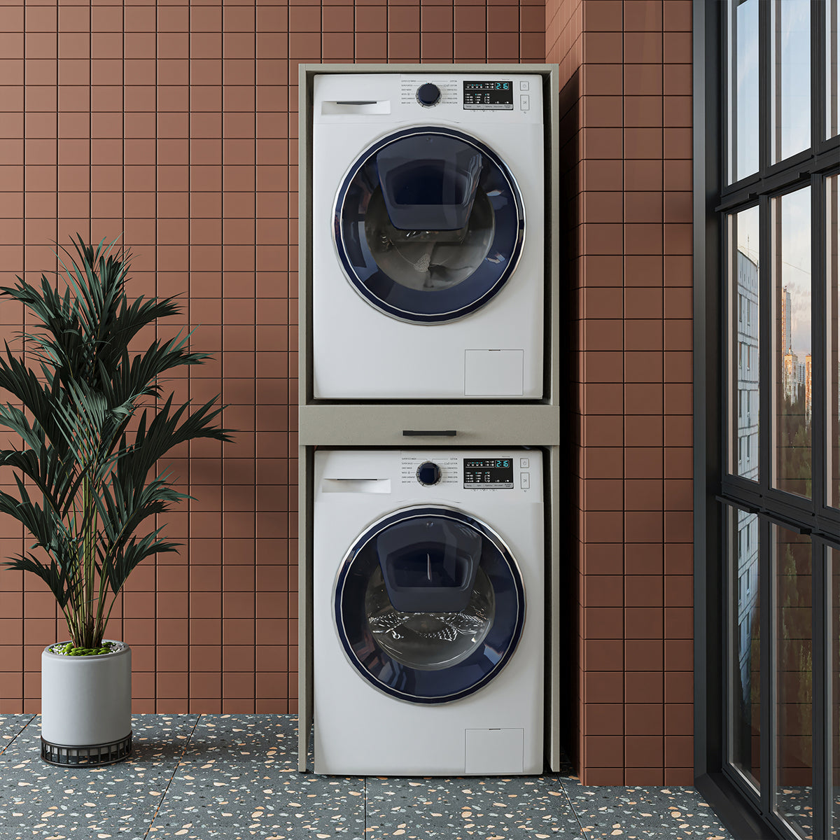 Roomart wasmachinekast DUO-I, 67 cm, voor wasmachine en droger