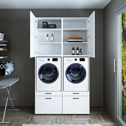 Roomart wasmachinekast SERIE 2, 134 cm, dubbele kast met uittrekplanken, in 3 kleuren