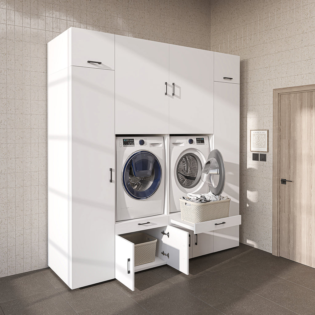 Roomart Waschmaschinenschrank SERIE 3 224 cm, Weiß, 240 cm hoch