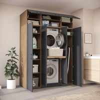 Roomart Waschmaschinenschrank DORA-I 160 cm, Anthrazit Eiche, 230 cm hoch, Bild 3