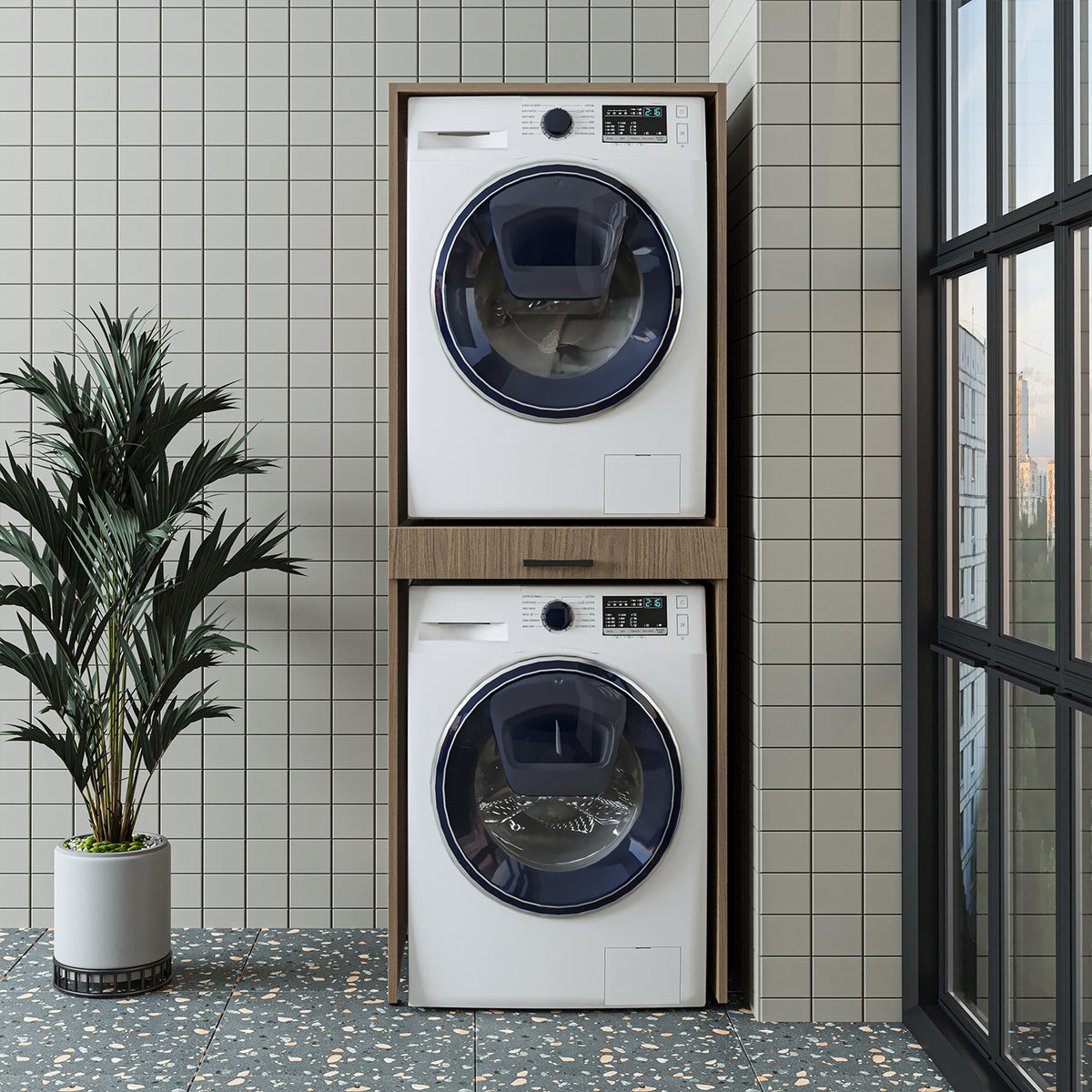 Roomart wasmachinekast DUO-I, 67 cm, voor wasmachine en droger