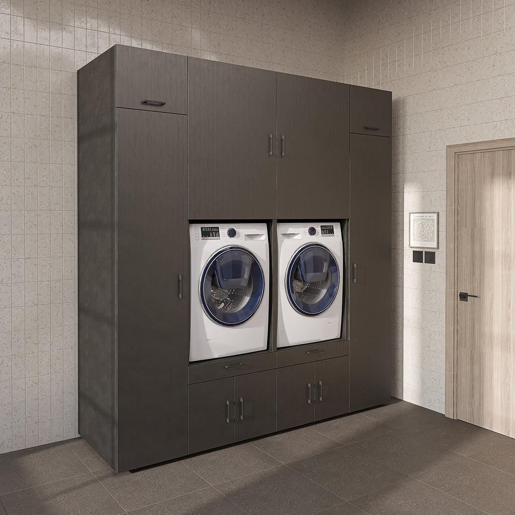 Roomart Waschmaschinenschrank SERIE 3 224 cm, Schwarz-Eiche, 240 cm hoch