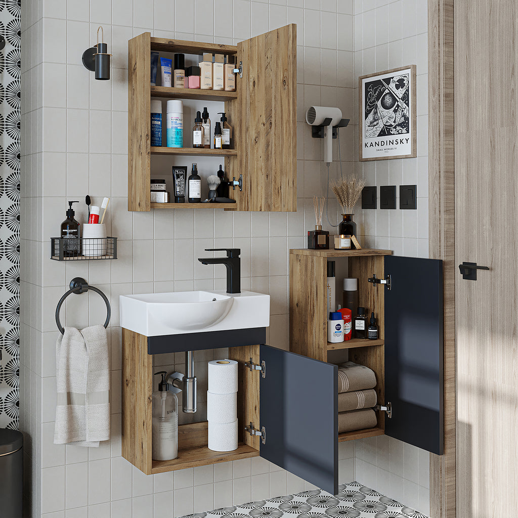 Badmöbelset • PUNTO • Unterschrank mit Waschbecken • Badezimmer Möbel • Gäste WC - badezimmerschrank, waschbecken, badezimmermöbel, badschrank, badezimmer, mit, unterschrank, badmöbel, set, waschtisch, möbel, badezimmermãbel, bad, badezimmerschränke, schm