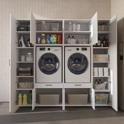 Roomart Waschmaschinenschrank SERIE 3 224 cm, Weiß, 205 cm hoch