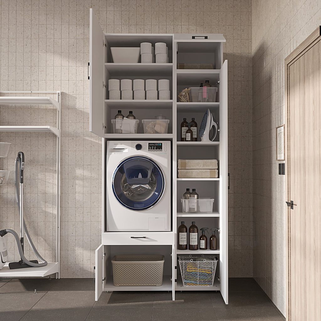 Roomart Waschmaschinenschrank SERIE 3 112 cm, Weiß, 240 cm hoch