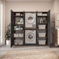Roomart Waschmaschinenschrank DORA-I 190 cm, Anthrazit Eiche, 186 cm hoch, Bild 4