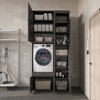 Roomart Waschmaschinenschrank SERIE 3 112 cm, Schwarz-Eiche, 240 cm hoch