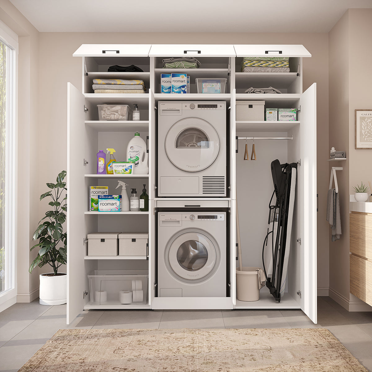 Roomart Waschmaschinenschrank DORA-I 190 cm, Weiß, 230 cm hoch, Bild 4