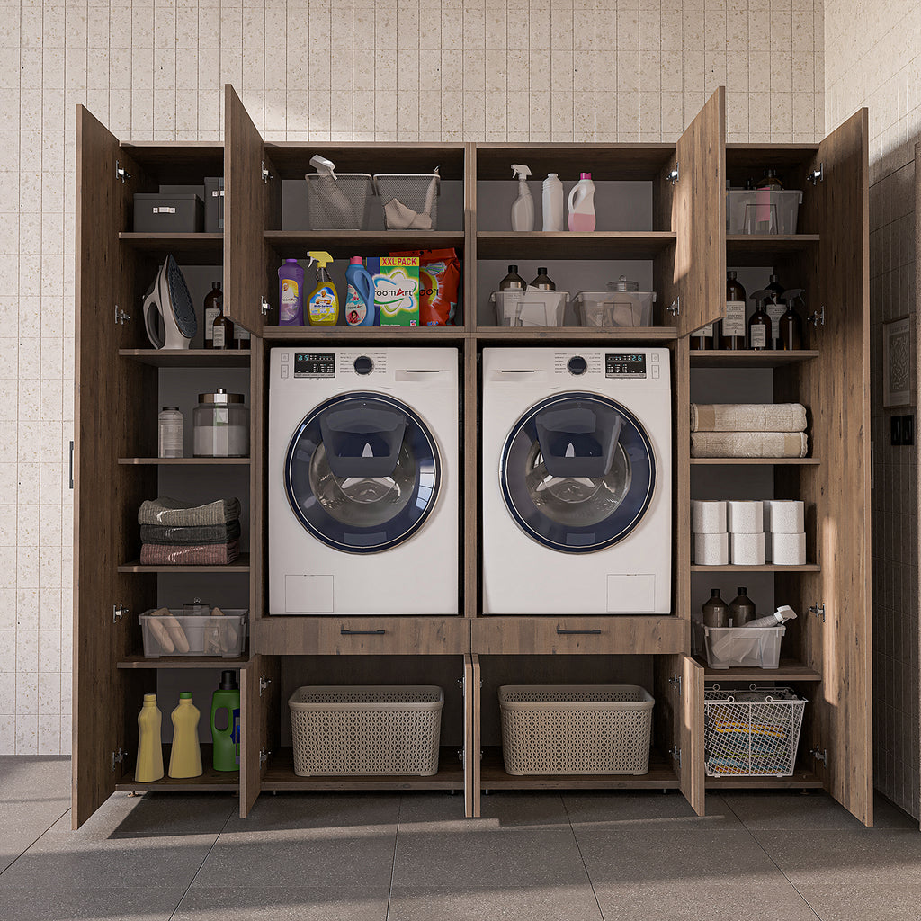 Roomart Waschmaschinenschrank SERIE 3 224 cm, Eiche, 205 cm hoch