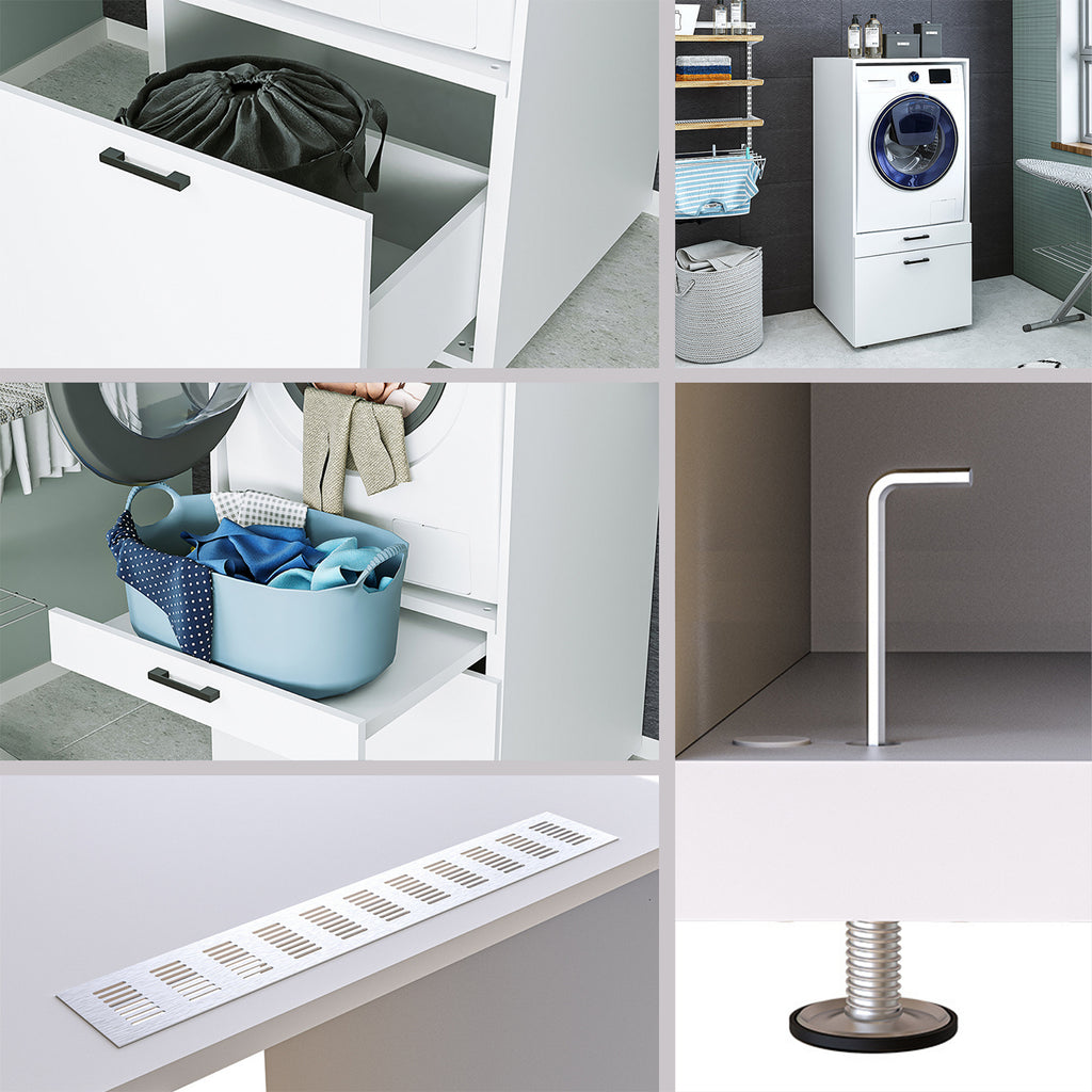 Roomart wasmachinekast SERIE 2, 134 cm, dubbele kast met uittrekplanken, in 3 kleuren