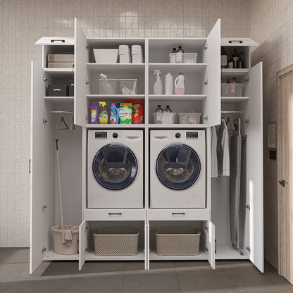 Roomart Waschmaschinenschrank SERIE 3 224 cm, Weiß, 240 cm hoch