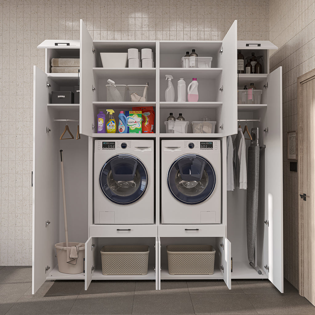 Roomart Waschmaschinenschrank SERIE 3 224 cm, Weiß, 240 cm hoch