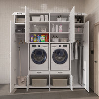 Roomart Waschmaschinenschrank SERIE 3 224 cm, Weiß, 240 cm hoch