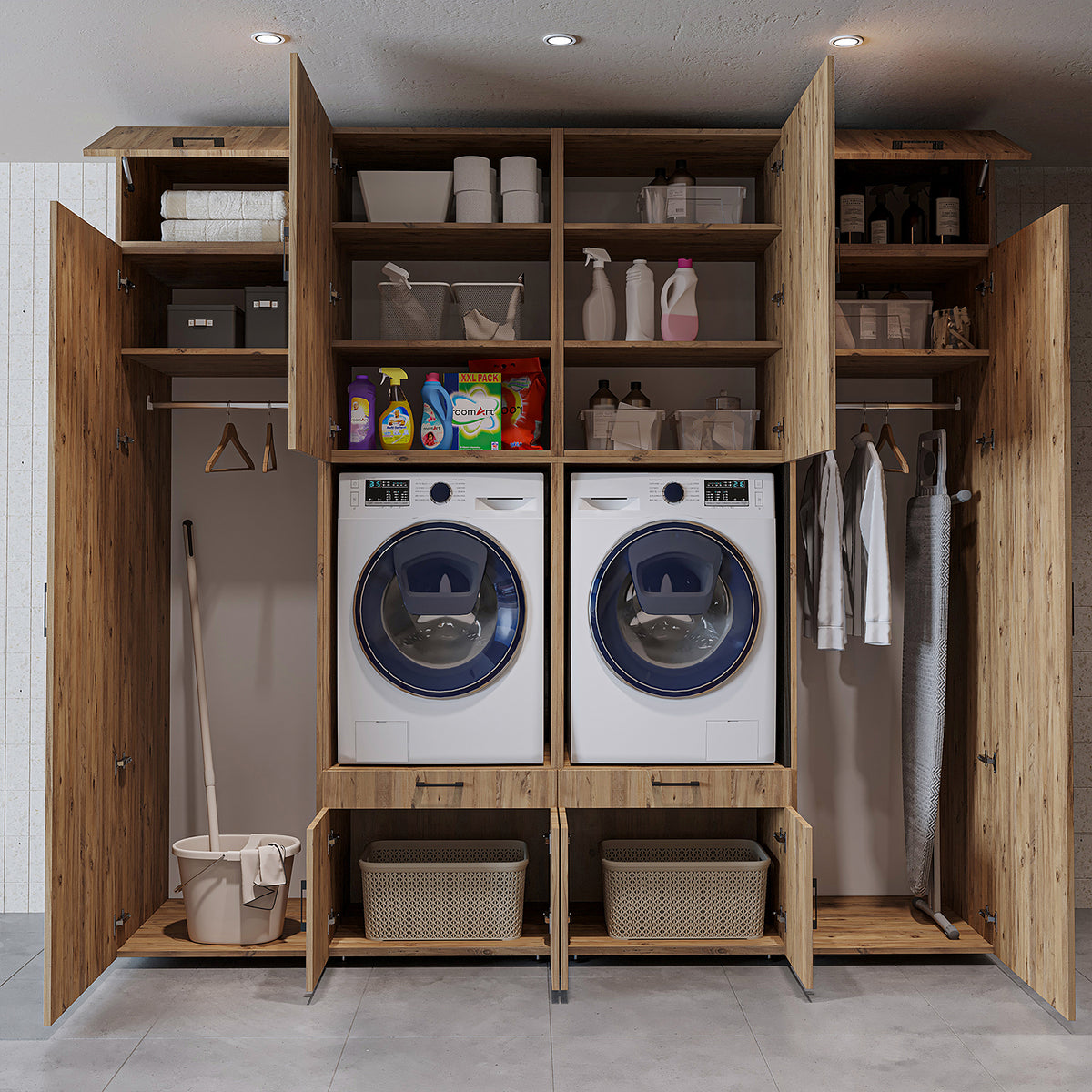 Roomart Waschmaschinenschrank SERIE 3 254 cm, Eiche, 240 cm hoch