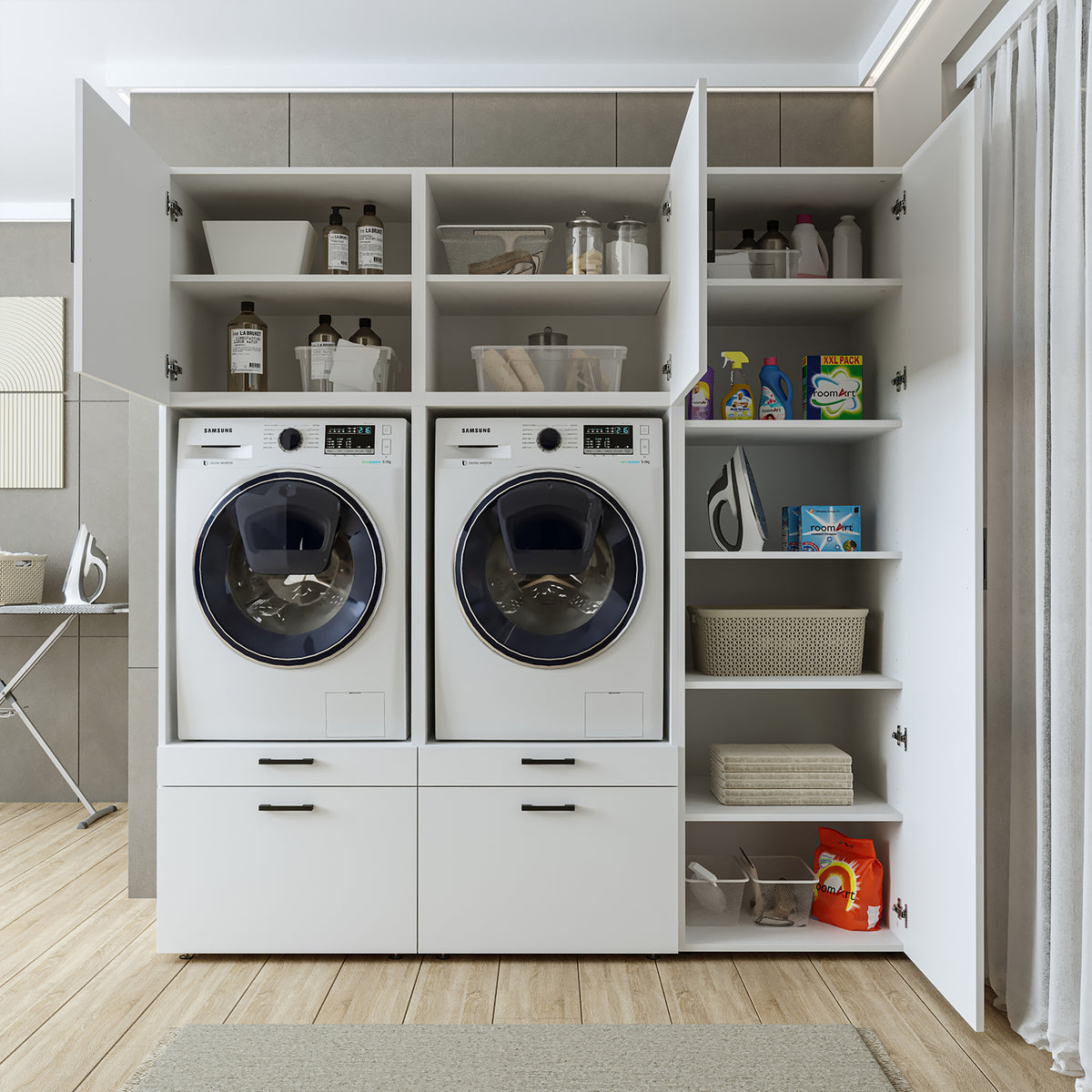 Roomart wasmachinekast SERIE 2, 194 cm, dubbele kast met hoge kast, in 3 kleuren
