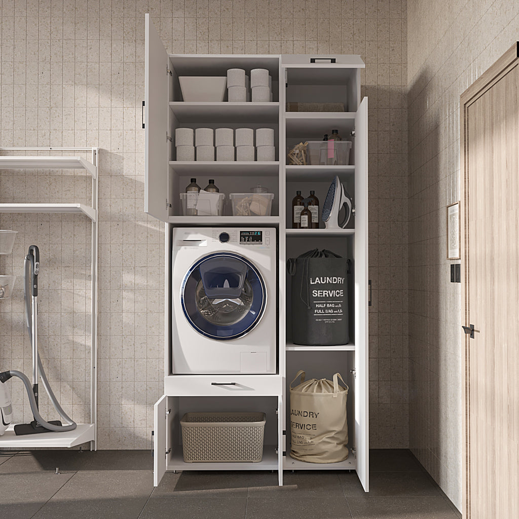 Roomart Waschmaschinenschrank SERIE 3 112 cm, Weiß, 240 cm hoch