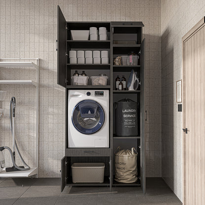 Roomart Waschmaschinenschrank SERIE 3 112 cm, Schwarz-Eiche, 240 cm hoch