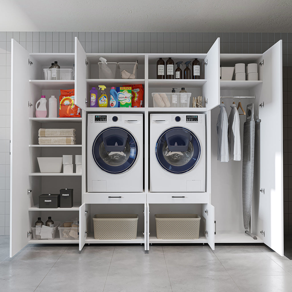 Roomart Waschmaschinenschrank SERIE 3 254 cm, Weiß, 205 cm hoch