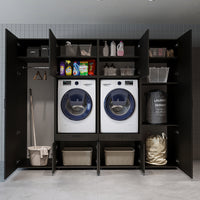 Roomart Waschmaschinenschrank SERIE 3 254 cm, Schwarz-Eiche, 205 cm hoch