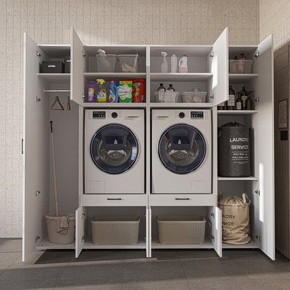 Roomart Waschmaschinenschrank SERIE 3 224 cm, Weiß, 205 cm hoch
