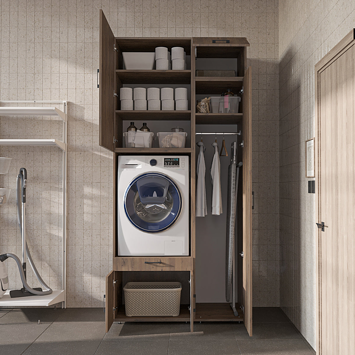 Roomart Waschmaschinenschrank SERIE 3 112 cm, Eiche, 240 cm hoch