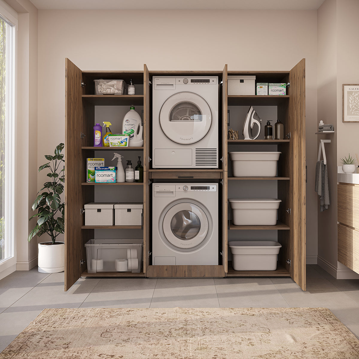 Roomart Waschmaschinenschrank DORA-I 190 cm, Eiche, 186 cm hoch, Bild 6