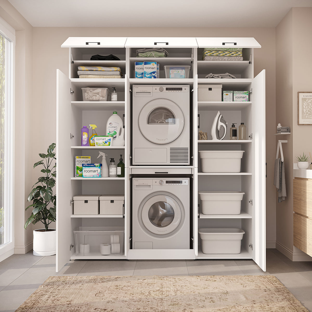 Roomart Waschmaschinenschrank DORA-I 190 cm, Weiß, 230 cm hoch, Bild 6