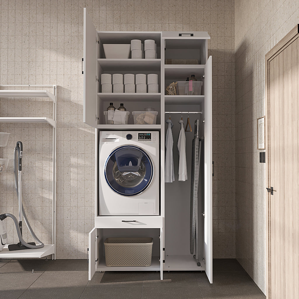 Roomart Waschmaschinenschrank SERIE 3 112 cm, Weiß, 240 cm hoch