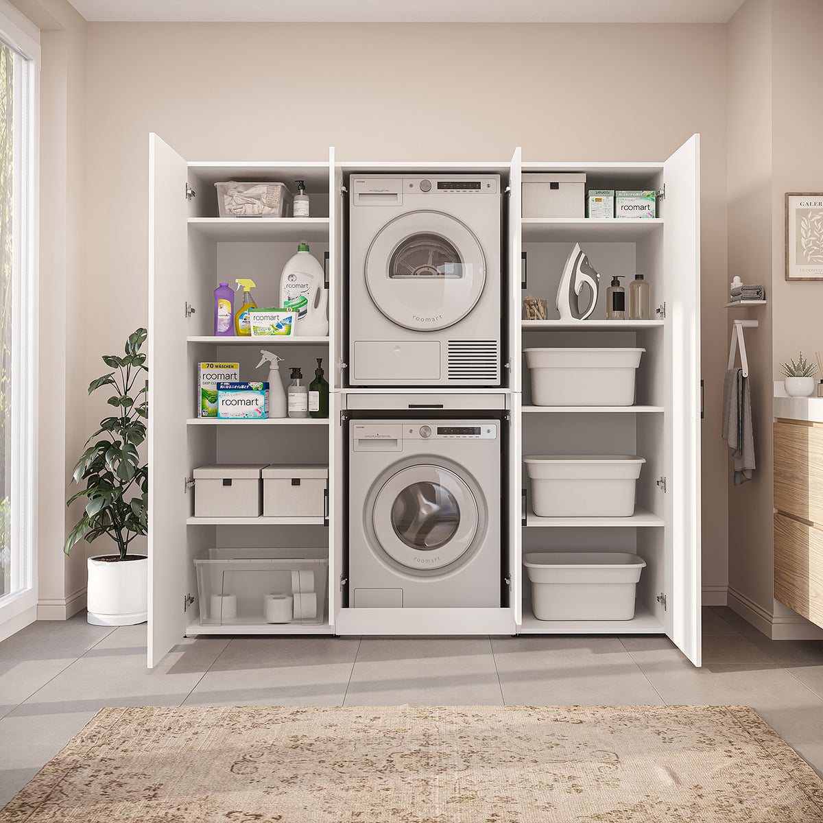Roomart Waschmaschinenschrank DORA-I 190 cm, Weiß, 186 cm hoch, Bild 6