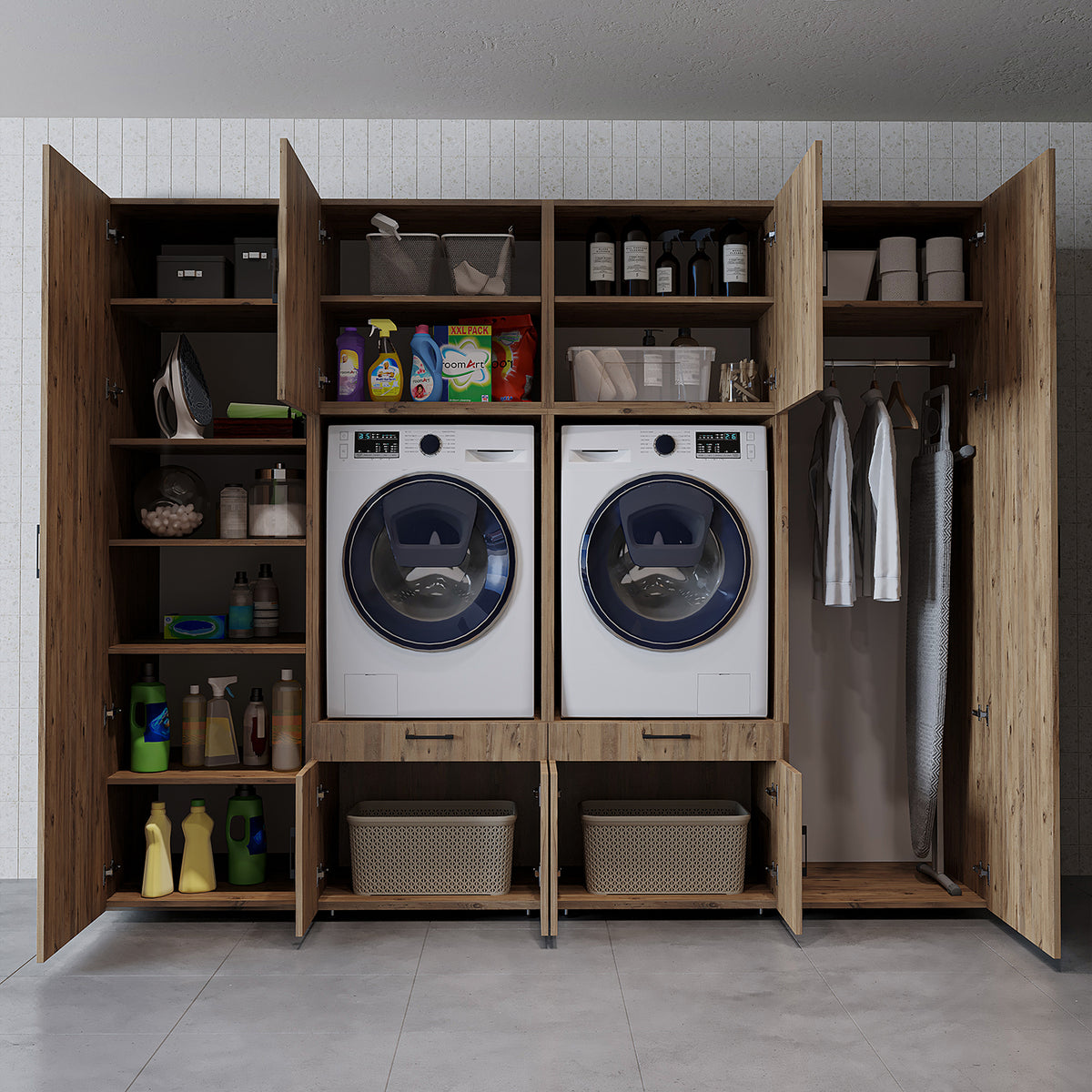 Roomart Waschmaschinenschrank SERIE 3 254 cm, Eiche, 205 cm hoch