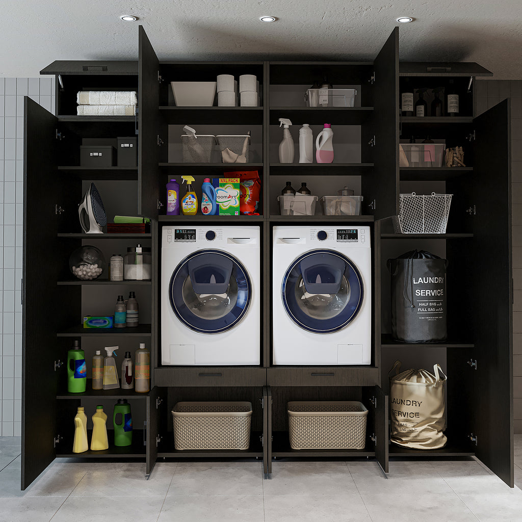 Roomart Waschmaschinenschrank SERIE 3 254 cm, Schwarz-Eiche, 240 cm hoch