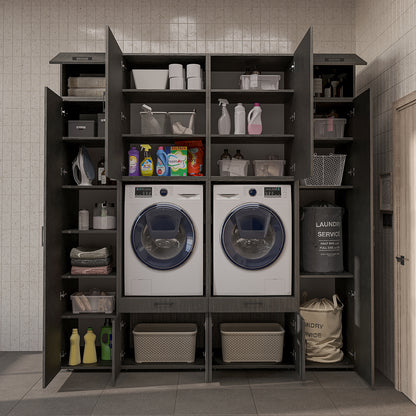 Roomart Waschmaschinenschrank SERIE 3 224 cm, Schwarz-Eiche, 240 cm hoch