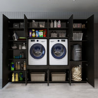 Roomart Waschmaschinenschrank SERIE 3 254 cm, Schwarz-Eiche, 205 cm hoch