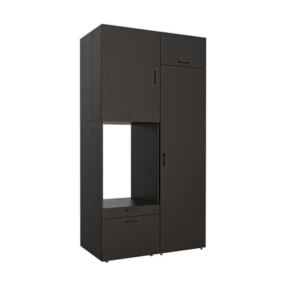 Roomart Schrankwand & Hochschrank Weiß Schwaz Eiche Badschrank Mehrzweckschrank- schrank, badezimmerschrank, waschmaschinenschrank, badschrank, badezimmermöbel, waschmaschinenregal, waschturm, hochschrank, bad, möbel, weiß, waschmaschinen, unterschrank, w